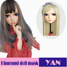 (Yan)Crossdress Sweet Girl Resin Half Head Female Kigurumi Mask With BJD Eyes Cosplay Anime Doll Mask (Yan)Crossdress Sweet Girl Resin Half Head Female Kigurumi Mask With BJD Eyes Cosplay Anime Doll Mask